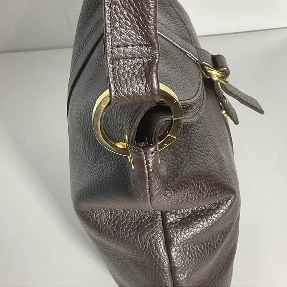 Barr and Barr New York Pebbled Brown Leather Bag Gold Hardware Shoulder Bag - Picture 5 of 15